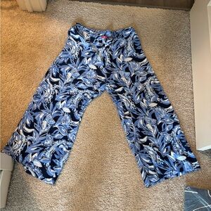 Lilly Pulitzer Avery Crop Blue and White Floral Wide-Leg Pants